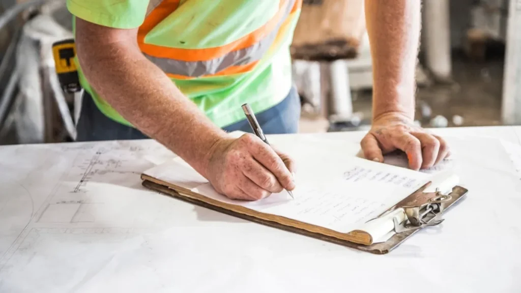 Artisan auto-entrepreneur sur un chantier
