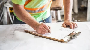 Artisan auto-entrepreneur sur un chantier